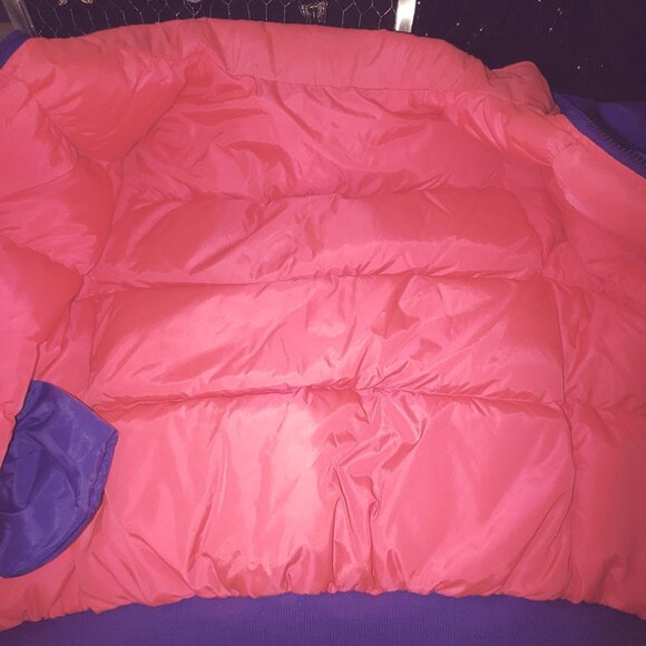 Columbia Down Reversible Puffer Jacket Large Vintage Purple Neon Pink Retro Ski - Picture 9 of 16